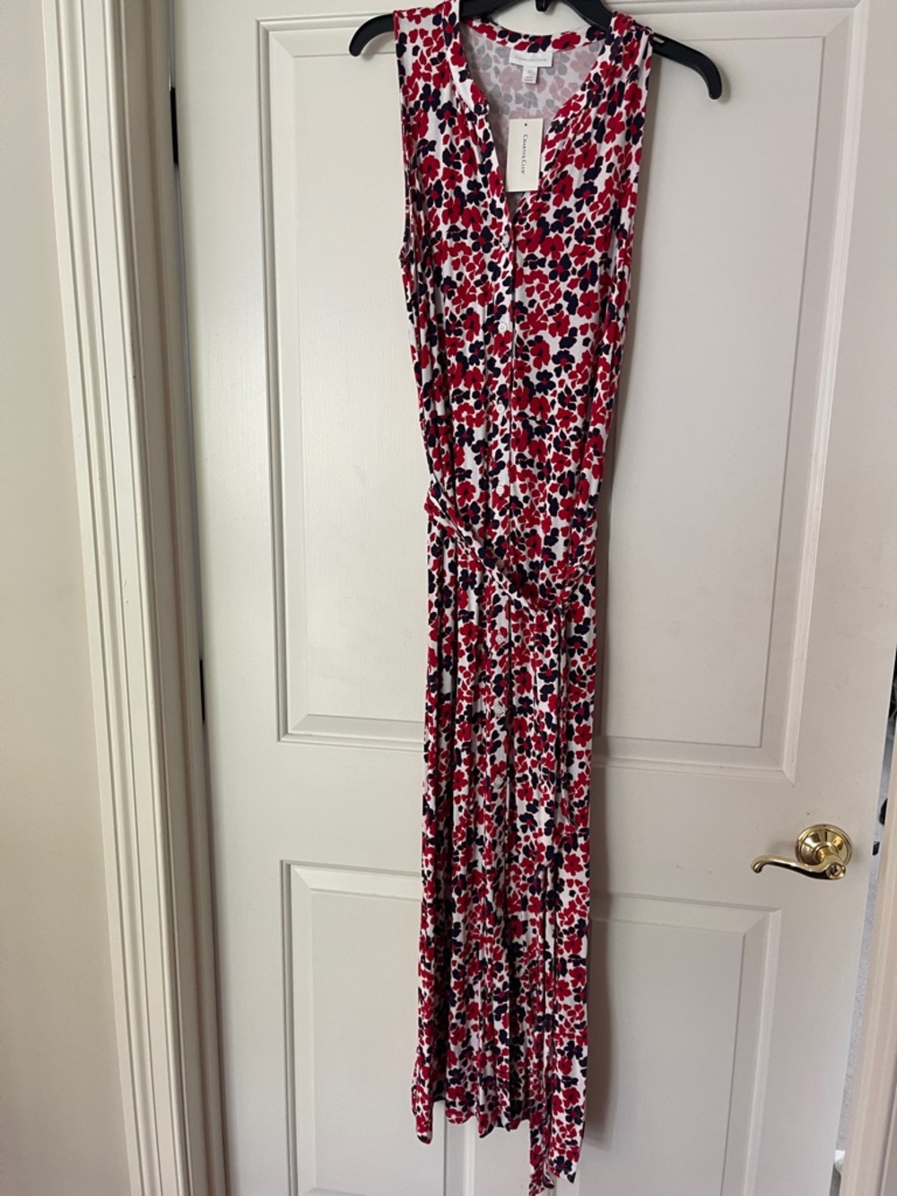 Charter Club Red, Black and White Floral Maxi Dress